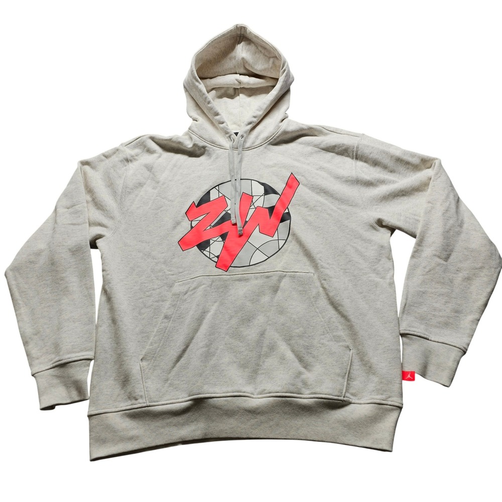 Jordan Zion Williamson ZW Graphic Hoodie Mens Large Gray NBA Basketball Pullover